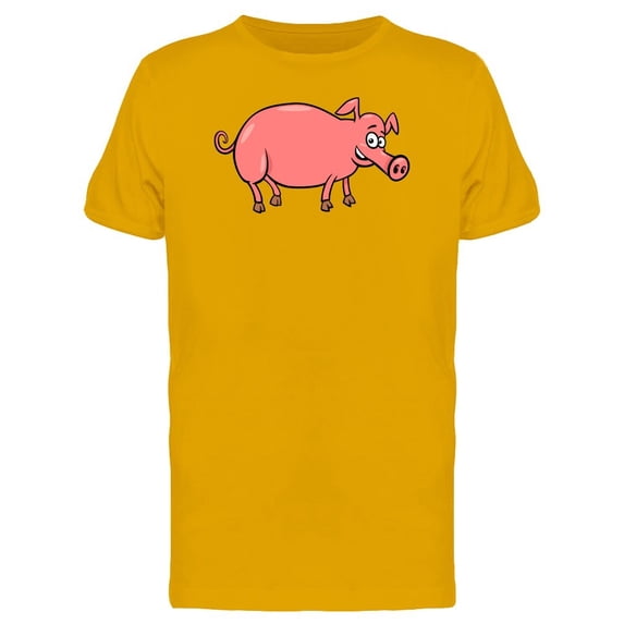 Cool Pink Happy Pig Cartoon Tee Men's -Image by Shutterstock
