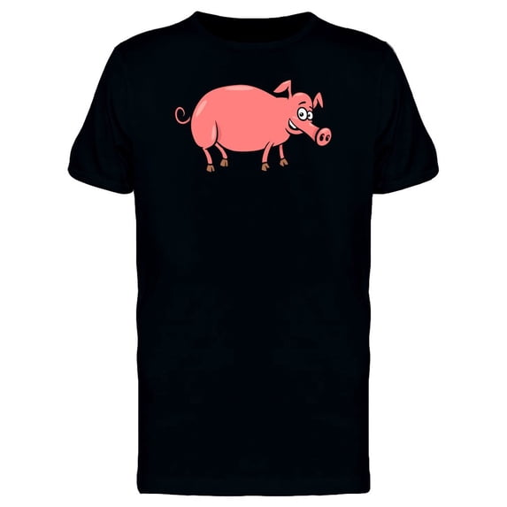 Cool Pink Happy Pig Cartoon Tee Men's -Image by Shutterstock