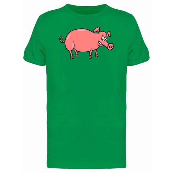 Cool Pink Happy Pig Cartoon Tee Men's -Image by Shutterstock