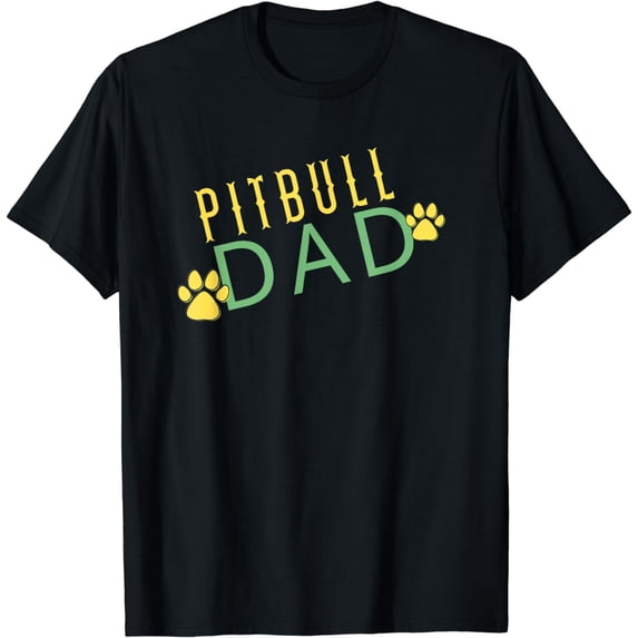Cool Pitbull Dad Dog Paw Print Gift for Men T-Shirt
