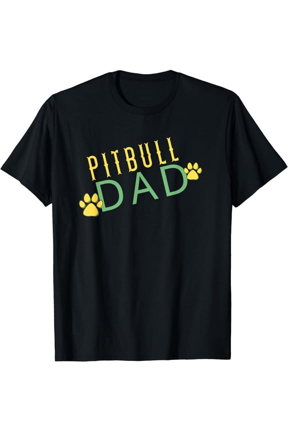 Cool Pitbull Dad Dog Paw Print Gift for Men T-Shirt