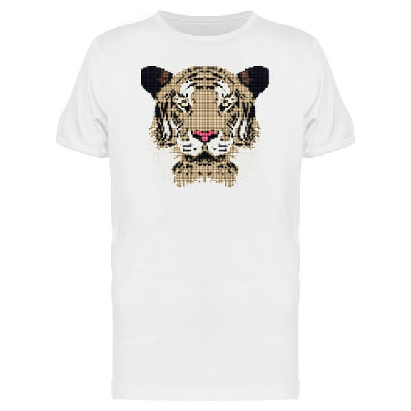Cool Pixel Tiger Head Doodle T-Shirt Men -Image by Shutterstock, Male XX-Large