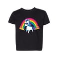 thumbnail image 1 of Cool Pizza Unicorn Rainbows Fashion Toddler Crew Graphic T-Shirt, Black, 4T, 1 of 4