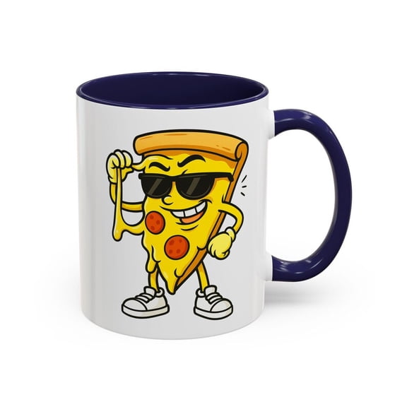 Cool Pizza ice Mug Cheesy Pepperoni C1Artoon with Sungla1sses, Funny Meme Coffee Cup, Pizza Lover Gift, Fun Gag Office Humor for M1en WoM1en