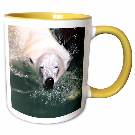 3drose, Cool Polar Bear, 15oz Two-tone Yellow Mug