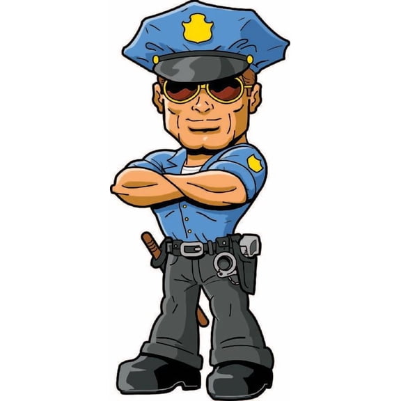 Cool Police Officer Cop Wall Sticker Decal  Cartoon Style Law Enforcement Design  13x32 Inches Kids Room Decor