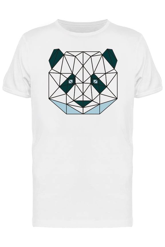 Cool Polygonal Panda Bear Head T-Shirt Men -Image by Shutterstock, Male Large