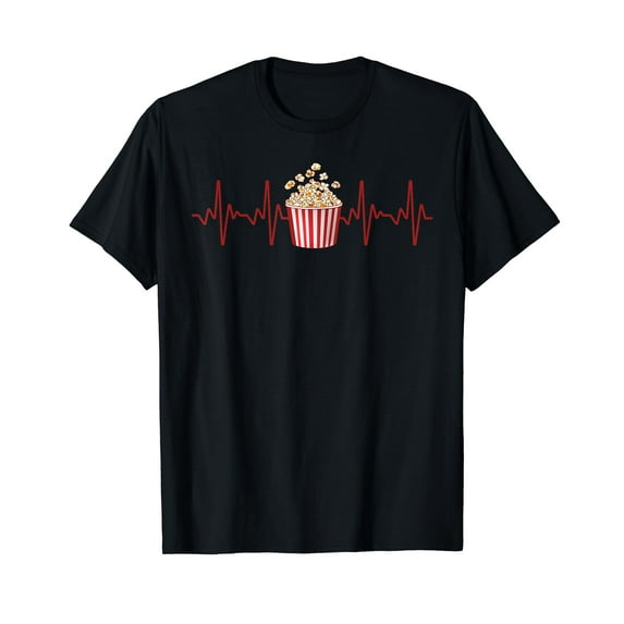 Cool Popcorn For Men Women Theater Movie Lover Fan Heartbeat T-Shirt