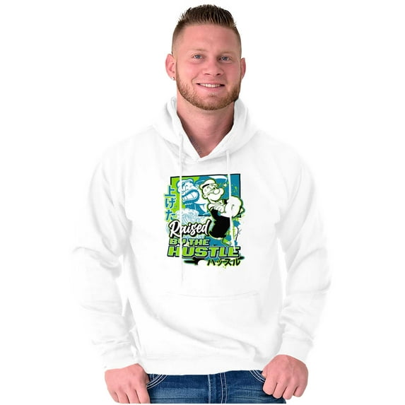 Cool Popeye Raised By the Hustle Hoodie Hooded Sweatshirt Men Brisco Brands X