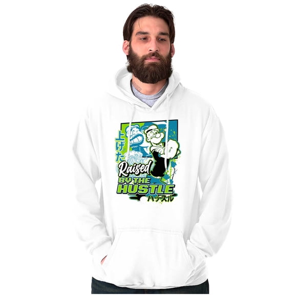Cool Popeye Raised By the Hustle Men Big & Tall Graphic Hoodie Brisco Brands 3X