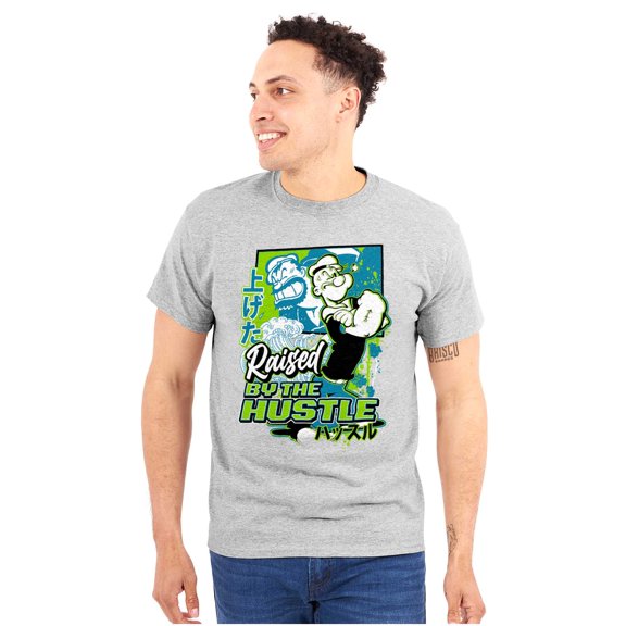 Cool Popeye Raised By the Hustle Men Big & Tall Graphic Tee Brisco Brands 3X