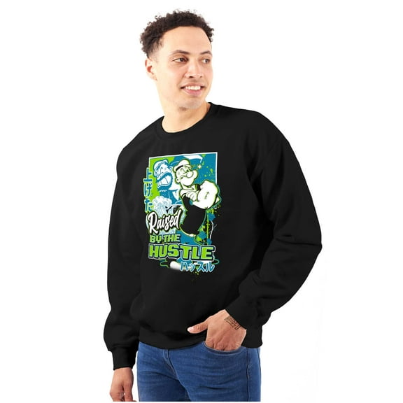 Cool Popeye Raised By the Hustle Men Big & Tall Sweatshirt Brisco Brands 4X