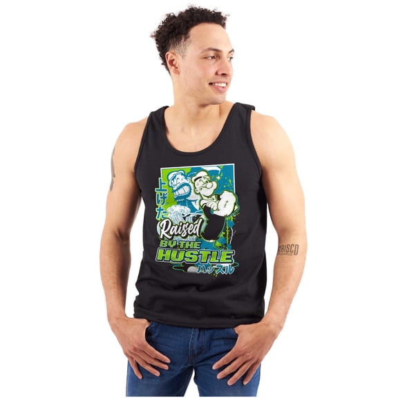 Cool Popeye Raised By the Hustle Tank Top Sleeveless Tee Men Brisco Brands 3X