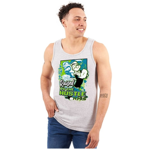 Cool Popeye Raised By the Hustle Tank Top Sleeveless Tee Men Brisco Brands 3X