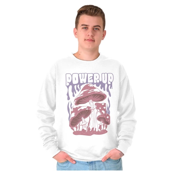 Cool Power Up Trippy Mushrooms Unisex Plus Fleece Graphic Sweatshirt Brisco Brands 3X