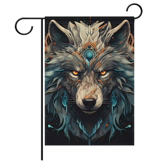 Cool Print Wolf Garden Flag House Banner Double Sided Outdoor Yard Decoration 12" x 18"