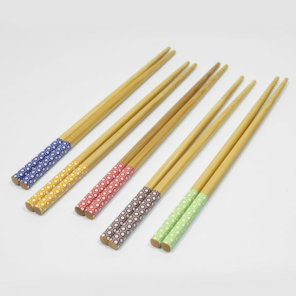 Cool Pro - 10 Pc Multicolored Dots Bamboo Chopstick Set