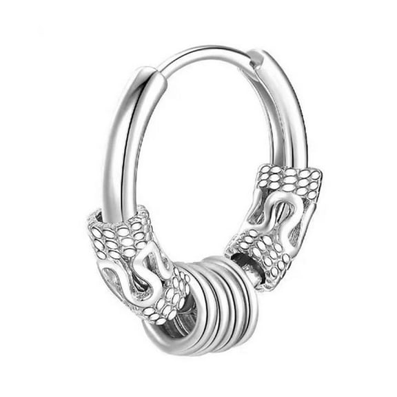 Cool Punk Men's Stainless Steel Hip Hop Studs Earring Dragon Pattern Round> R0R3