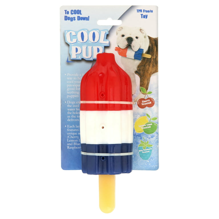 Cool Pup Cooling Dog Toy - Rocket Pop Large,Red,Blue,white