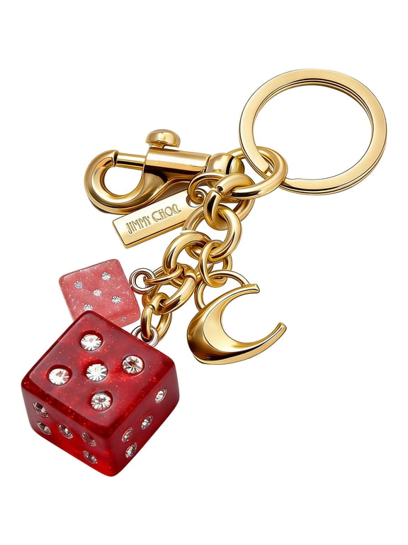 Cool Purse Charm Keychain for Women, Dice Bag Charm Accessory for Handbags & Backpacks, Gold Dice Key Chains Men.