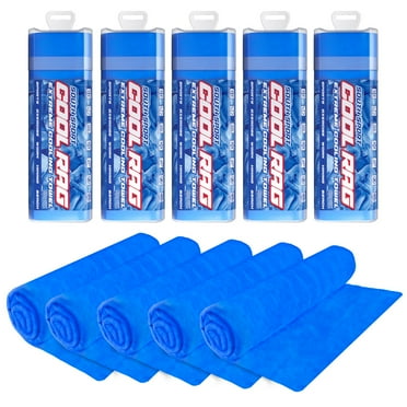 Cool RAG Extreme Cooling Towel for Heat Relief - PVA Cooling Towel for Workout, Gym, Running and for Other Outdoor Sports - Cooling Rag for Neck - Cool Towel for Quick Cooling (Pack of 5 (Blue))