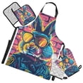 thumbnail image 1 of Cool Rabbit and Sunglasses 5 Pcs Kitchen Set Heat Resistant Oven Mitts and Non-Slip Pot Holders with Adjustable Cooking Apron, 1 of 6