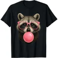thumbnail image 1 of Cool Raccoon Face Eating Gum And Makes A Bubble Cute For Adult S-4XL T-Shirt, 1 of 2
