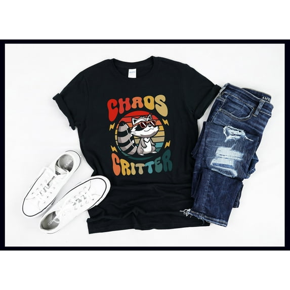 Cool Raccoon Shirt Chaos Critter Tee with Sunglasses, Funny Trash Panda T Shirt for Animal Lovers, Cute Raccoon Graphic Shirt Gift