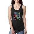 thumbnail image 1 of Cool Rainbow Neon Trippy Jungle Tiger Eyes Animal Lover Ladies Racerback Tank Top, Black, Large, 1 of 3