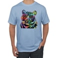 thumbnail image 1 of Cool Rainbow Neon Trippy Jungle Tiger Eyes Animal Lover Men's Graphic T-Shirt, Light Blue, Large, 1 of 3