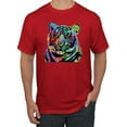 thumbnail image 1 of Cool Rainbow Neon Trippy Jungle Tiger Eyes Animal Lover Men's Graphic T-Shirt, Red, 3XL, 1 of 3