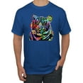 thumbnail image 1 of Cool Rainbow Neon Trippy Jungle Tiger Eyes Animal Lover Men's Graphic T-Shirt, Royal, 2XL, 1 of 3