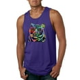thumbnail image 1 of Cool Rainbow Neon Trippy Jungle Tiger Eyes Animal Lover Mens Graphic Tank Top, Purple, Small, 1 of 3