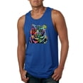 thumbnail image 1 of Cool Rainbow Neon Trippy Jungle Tiger Eyes Animal Lover Mens Graphic Tank Top, Royal, 3XL, 1 of 3