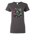 thumbnail image 1 of Cool Rainbow Neon Trippy Jungle Tiger Eyes Animal Lover Womens Graphic T-Shirt, Charcoal, Large, 1 of 3