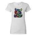 thumbnail image 1 of Cool Rainbow Neon Trippy Jungle Tiger Eyes Animal Lover Womens Graphic T-Shirt, White, Medium, 1 of 3