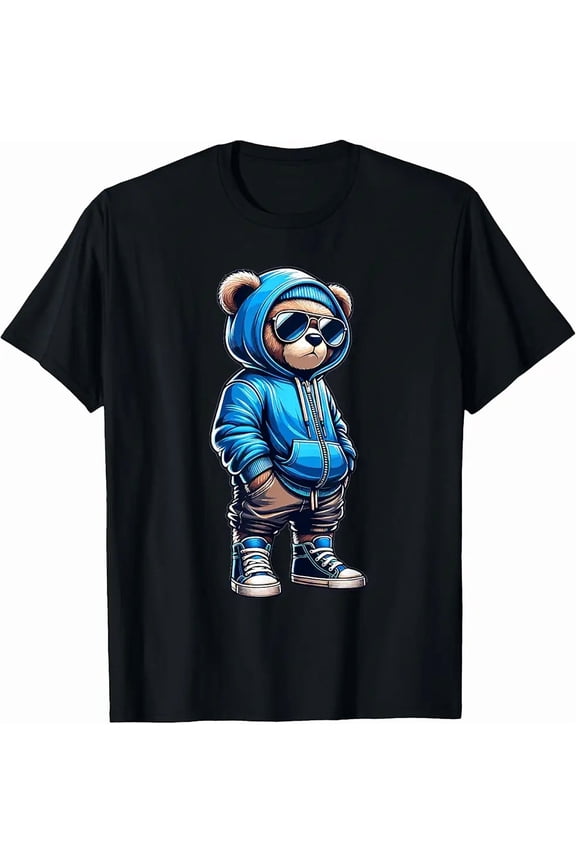 Cool Rapper Teddy Bear Streetwear Fashion Unisex T-Shirt up to Size 5XL