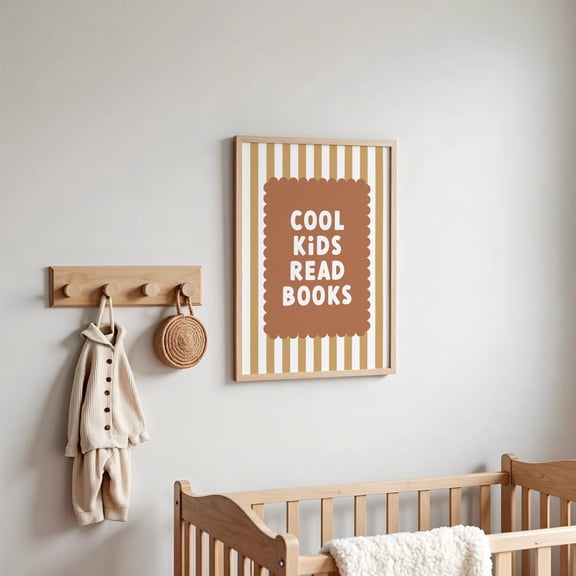 Cool Read Books Print Neutral Nursery Reading Corner Bookish Playroom Unframed Paper Print