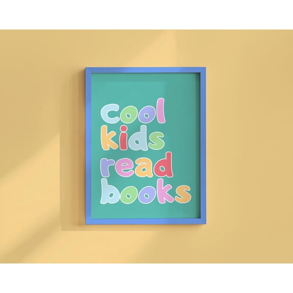 Cool Read Books Wall Art Reading Classroom Decor, Stretched Canvas Size 16x24