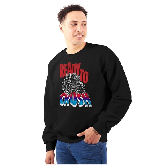 Cool Ready To Crush Monster Truck Men's Crewneck Sweatshirt Brisco Brands S