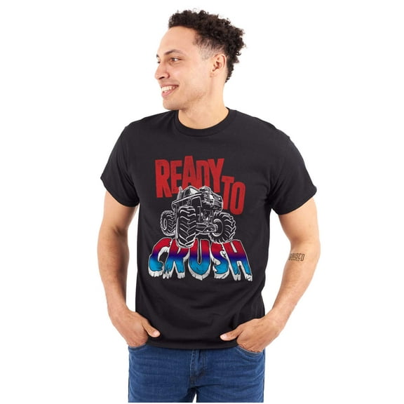 Cool Ready To Crush Monster Truck Men's Graphic T Shirt Tees Brisco Brands S
