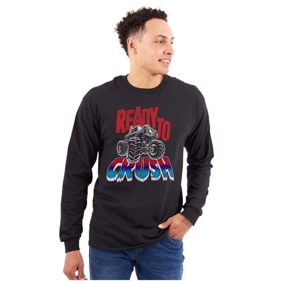 Cool Ready To Crush Monster Truck Men's Long Sleeve Tee T Shirt Brisco Brands M