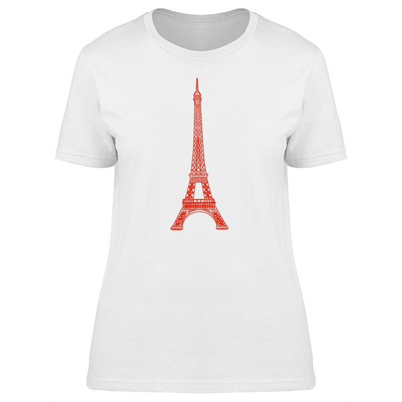 Cool Red Eiffel Tower Doodle T-Shirt Women -Image by Shutterstock, Female Small