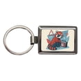 thumbnail image 1 of Cool Red Panda Wearing Glasses Retro Metal Rectangle Keychain, 1 of 7