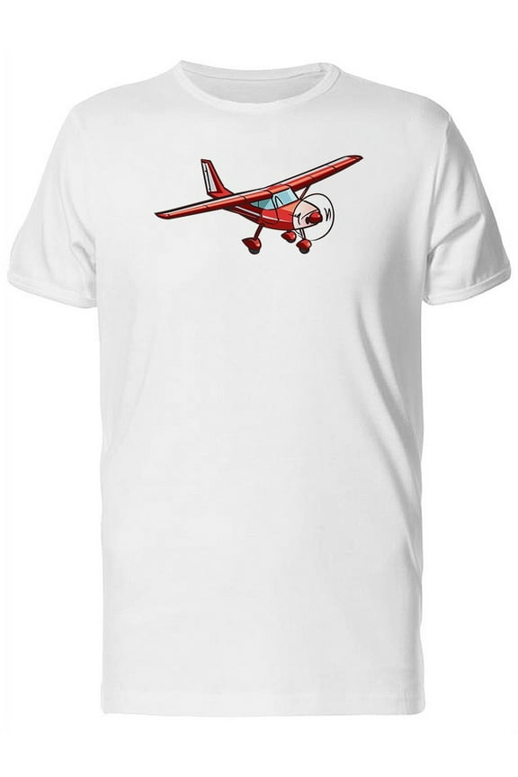 Cool Red Retro Airplane T-Shirt Men -Image by Shutterstock, Male Large