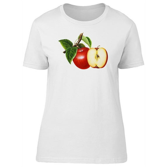 Cool Red Watercolor Apple T-Shirt Women -Image by Shutterstock, Female Large