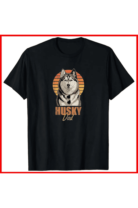 Cool Retro Husky Dad Funny Vintage Dog Lovers Seredian Breed Unisex T-Shirt B01428, up to size 5XL