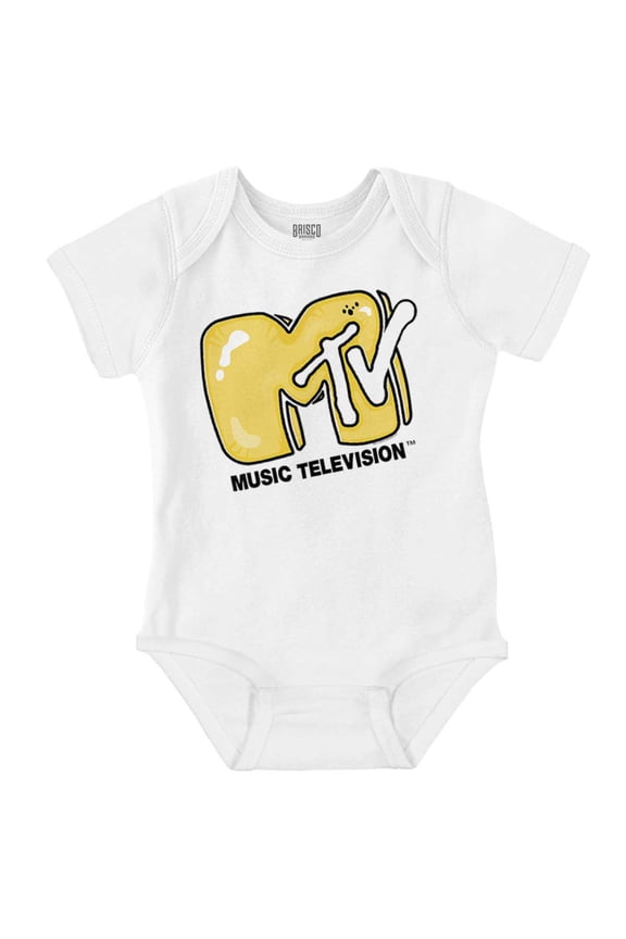Cool Retro MTV Bubble Balloon Logo Romper Boys or Girls Infant Baby Brisco Brands NB