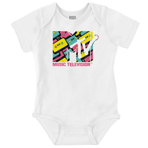 Cool Retro MTV Cassette Tapes Logo Romper Boys or Girls Infant Baby Brisco Brands NB