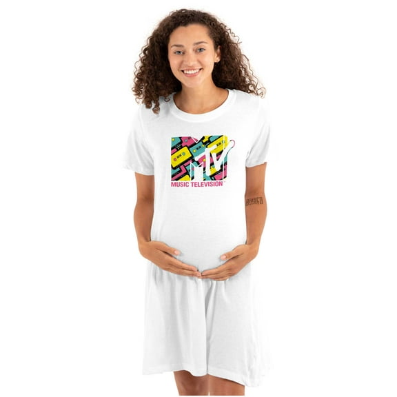 Cool Retro MTV Cassette Tapes Logo Women's Maternity Dress Brisco Brands M